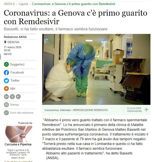Δημοσίευμα του Ιταλικού Πρακτορείου Ειδήσεων 