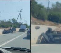 Αυτοκινητόδρομος - Έξοδος Σωτήρας: Όχημα ανατράπηκε και αναποδογυρίστηκε  (photos)